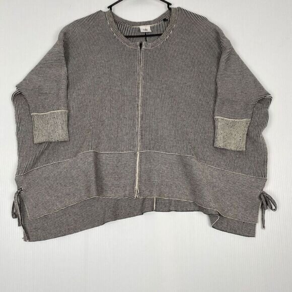 Cabi Striped Full Zip CUPIDS Cardigan Sweater 3/4 Sleeve Black/White Size S - Picture 3 of 13